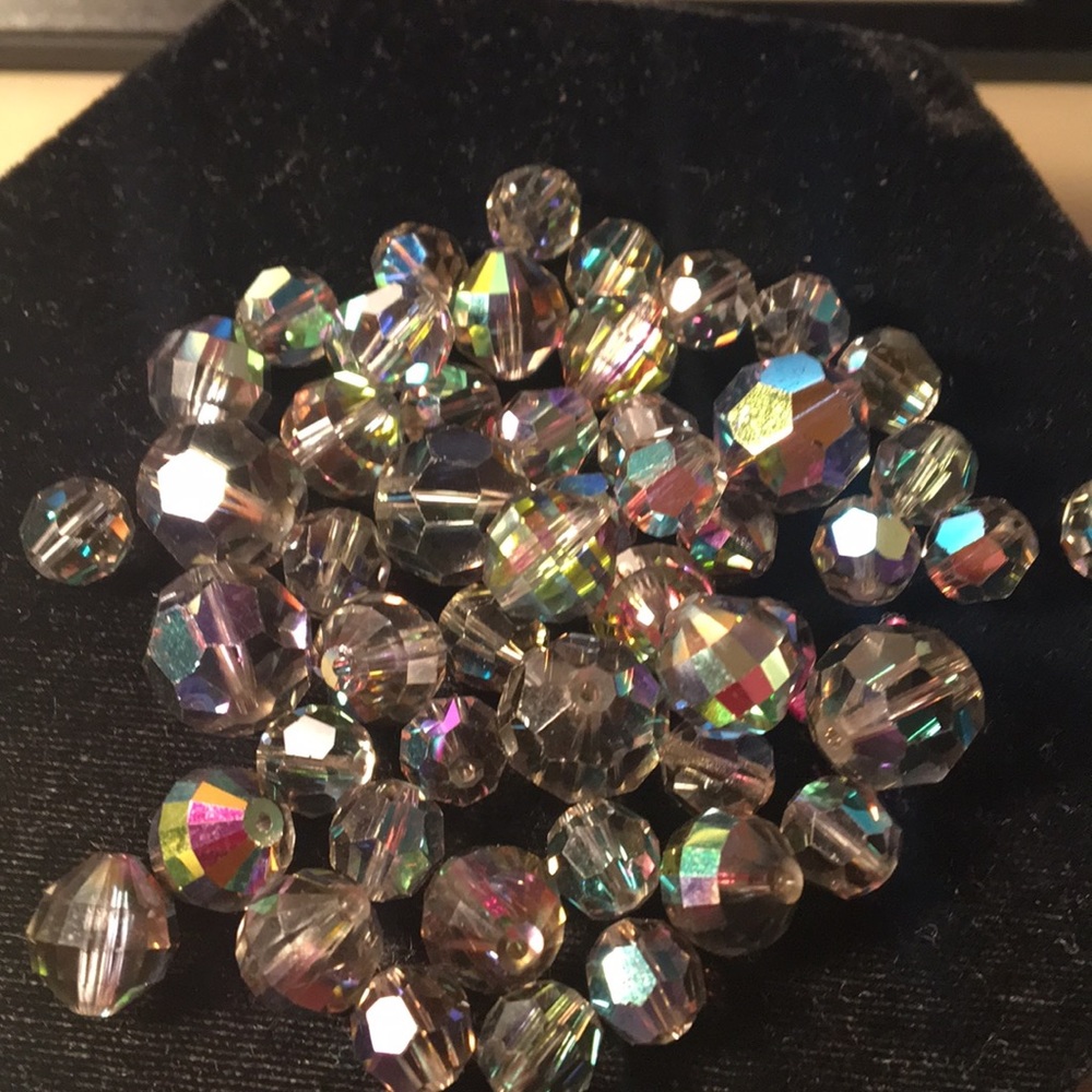 Grayish color crystal beads .. three diff sizes